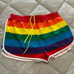 Uzzi Active Wear rainbow shorts/swimsuit/running shorts Sz XL
